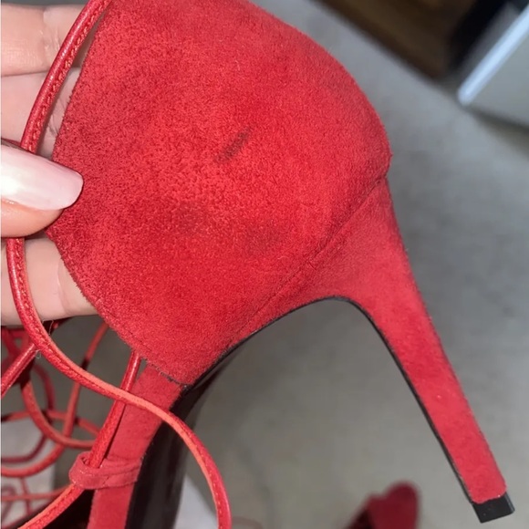 Saint Laurent sandals high heels red suede size 36 - Picture 10 of 10